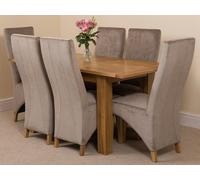 That's Furniture Hampton Small Oak Extending Dining Table with Lola Fabric Chairs - 120x80x77cm - 6 chairs - Grey