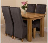 That's Furniture Hampton Small Oak Extending Dining Table with Lola Fabric Chairs - 4 chairs - Black
