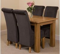That's Furniture Hampton Small Oak Extending Dining Table with Montana Fabric Chairs - 120x80x77cm - 4 chairs - Black