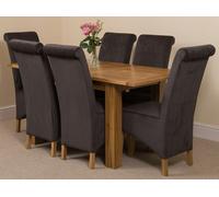 That's Furniture Hampton Small Oak Extending Dining Table with Montana Fabric Chairs - 6 chairs - Black