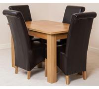 That's Furniture Hampton Small Oak Extending Dining Table with Montana Leather Chairs - 4 chairs - Brown
