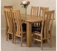 That's Furniture Hampton Small Oak Extending Dining Table with Princeton Oak Chairs - 120x80x77cm - Natural Oak - 6 chairs