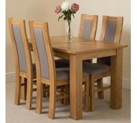 That's Furniture Hampton Small Oak Extending Dining Table with Stanford Oak Chairs - 120x80x77cm - Natural Oak - 4 chairs
