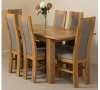 That's Furniture Hampton Small Oak Extending Dining Table with Stanford Oak Chairs - 120x80x77cm - Natural Oak - 6 chairs