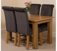 That's Furniture Hampton Small Oak Extending Dining Table with Washington Fabric Chairs - 120x80x77cm - 4 chairs - Black