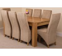 That's Furniture Kuba 180 X 90 Cm Chunky Oak Dining Table And 8 Chairs Dining Set With Lola Beige Fabric Chairs