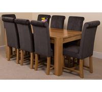 That's Furniture Kuba 180 X 90 Cm Chunky Oak Dining Table And 8 Chairs Dining Set With Washington Black Fabric Chairs