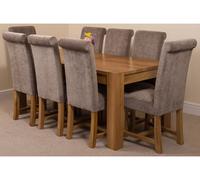 That's Furniture Kuba 180 X 90 Cm Chunky Oak Dining Table And 8 Chairs Dining Set With Washington Grey Fabric Chairs