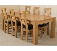 That's Furniture Kuba Extra Large Oak Dining Table with Yale Oak Chairs - Dining Table and Chairs Set - Natural Oak - 6 chairs