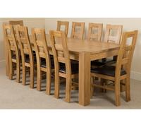 That's Furniture Kuba Extra Large Oak Dining Table with Yale Oak Chairs - Dining Table and Chairs Set - Natural Oak - 10 chairs