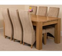 That's Furniture Kuba Large Oak Dining Table with Lola Fabric Chairs - 6 chairs - Beige