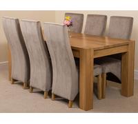 That's Furniture Kuba Large Oak Dining Table with Lola Fabric Chairs - 6 chairs - Grey