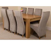 That's Furniture Kuba Large Oak Dining Table with Lola Fabric Chairs - 8 chairs - Grey