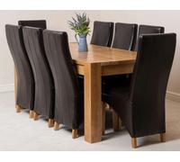 That's Furniture Kuba Large Oak Dining Table with Lola Leather Chairs - 8 chairs - Brown