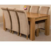 That's Furniture Kuba Large Oak Dining Table with Montana Fabric Chairs - 6 chairs - Beige