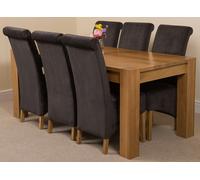 That's Furniture Kuba Large Oak Dining Table with Montana Fabric Chairs - 6 chairs - Black