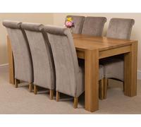 That's Furniture Kuba Large Oak Dining Table with Montana Fabric Chairs - 6 chairs - Grey