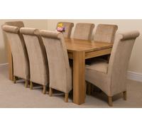 That's Furniture Kuba Large Oak Dining Table with Montana Fabric Chairs - 8 chairs - Beige
