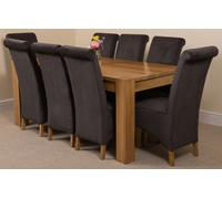 That's Furniture Kuba Large Oak Dining Table with Montana Fabric Chairs - 8 chairs - Black