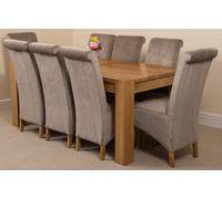 That's Furniture Kuba Large Oak Dining Table with Montana Fabric Chairs - 8 chairs - Grey