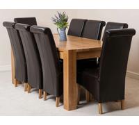That's Furniture Kuba Large Oak Dining Table with Montana Leather Chairs - 8 chairs - Brown