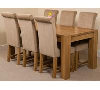 That's Furniture Kuba Large Oak Dining Table with Washington Fabric Chairs - 6 chairs - Beige