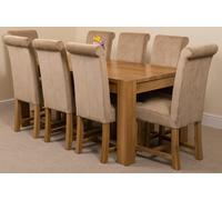 That's Furniture Kuba Large Oak Dining Table with Washington Fabric Chairs - 8 chairs - Beige
