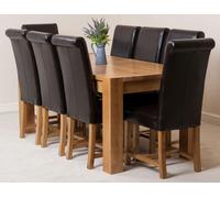 That's Furniture Kuba Large Oak Dining Table with Washington Leather Chairs - 8 chairs - Brown