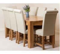 That's Furniture Kuba Large Oak Dining Table with Washington Leather Chairs - 8 chairs - Ivory