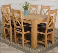 That's Furniture Kuba Medium Oak Dining Table with Berkeley Oak Chairs - Brown - 6 chairs