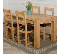 That's Furniture Kuba Medium Oak Dining Table with Lincoln Oak Chairs - Natural Oak - 4 chairs