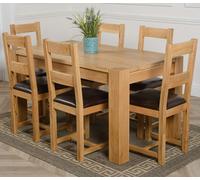 That's Furniture Kuba Medium Oak Dining Table with Lincoln Oak Chairs - Natural Oak - 6 chairs