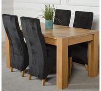 That's Furniture Kuba Medium Oak Dining Table with Lola Fabric Chairs - 4 chairs - Black