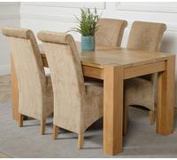 That's Furniture Kuba Medium Oak Dining Table with Montana Fabric Chairs - 4 chairs - Beige