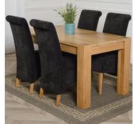 That's Furniture Kuba Medium Oak Dining Table with Montana Fabric Chairs - 4 chairs - Black