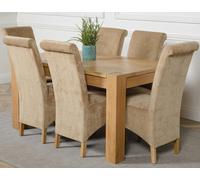 That's Furniture Kuba Medium Oak Dining Table with Montana Fabric Chairs - 6 chairs - Beige