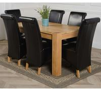 That's Furniture Kuba Medium Oak Dining Table with Montana Leather Chairs - 6 chairs - Black
