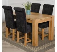 That's Furniture Kuba Medium Oak Dining Table with Washington Fabric Chairs - 4 chairs - Black