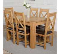That's Furniture Kuba Small Oak Dining Table with Berkeley Oak Chairs - Brown - 6 chairs