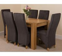 That's Furniture Kuba Small Oak Dining Table with Lola Fabric Chairs - 6 chairs - Black