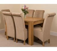 That's Furniture Kuba Small Oak Dining Table with Montana Fabric Chairs - 6 chairs - Beige