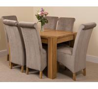 That's Furniture Kuba Small Oak Dining Table with Montana Fabric Chairs - 6 chairs - Grey