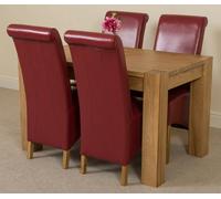 That's Furniture Kuba Small Oak Dining Table with Montana Leather Chairs - 4 chairs - Burgundy