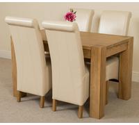 That's Furniture Kuba Small Oak Dining Table with Montana Leather Chairs - 4 chairs - Ivory