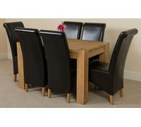 That's Furniture Kuba Small Oak Dining Table with Montana Leather Chairs - 6 chairs - Black