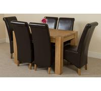 That's Furniture Kuba Small Oak Dining Table with Montana Leather Chairs - 6 chairs - Brown