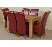 That's Furniture Kuba Small Oak Dining Table with Montana Leather Chairs - 6 chairs - Burgundy