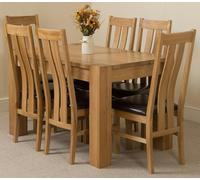 That's Furniture Kuba Small Oak Dining Table with Princeton Oak Chairs - Natural Oak - 6 chairs