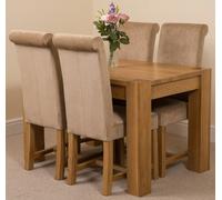 That's Furniture Kuba Small Oak Dining Table with Washington Fabric Chairs - 4 chairs - Beige