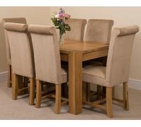 That's Furniture Kuba Small Oak Dining Table with Washington Fabric Chairs - 6 chairs - Beige